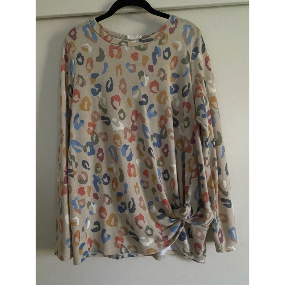 Leopard print long sleeve blouse